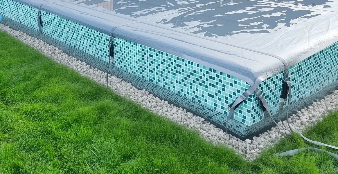 Покрывало для бассейна под снегом — защита зимой в Архангельске